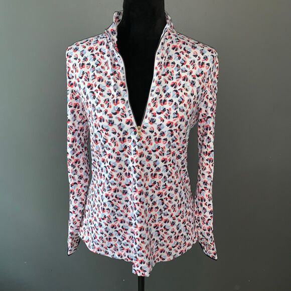 Fairway & Greene Ladies UPF 50 Ellison Zip Mock Women’s Medium Poppy Pullover - Picture 1 of 12